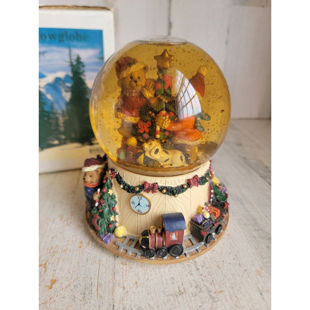 Musical bear snow globe AS IS silent night vintage Xmas home decor figure